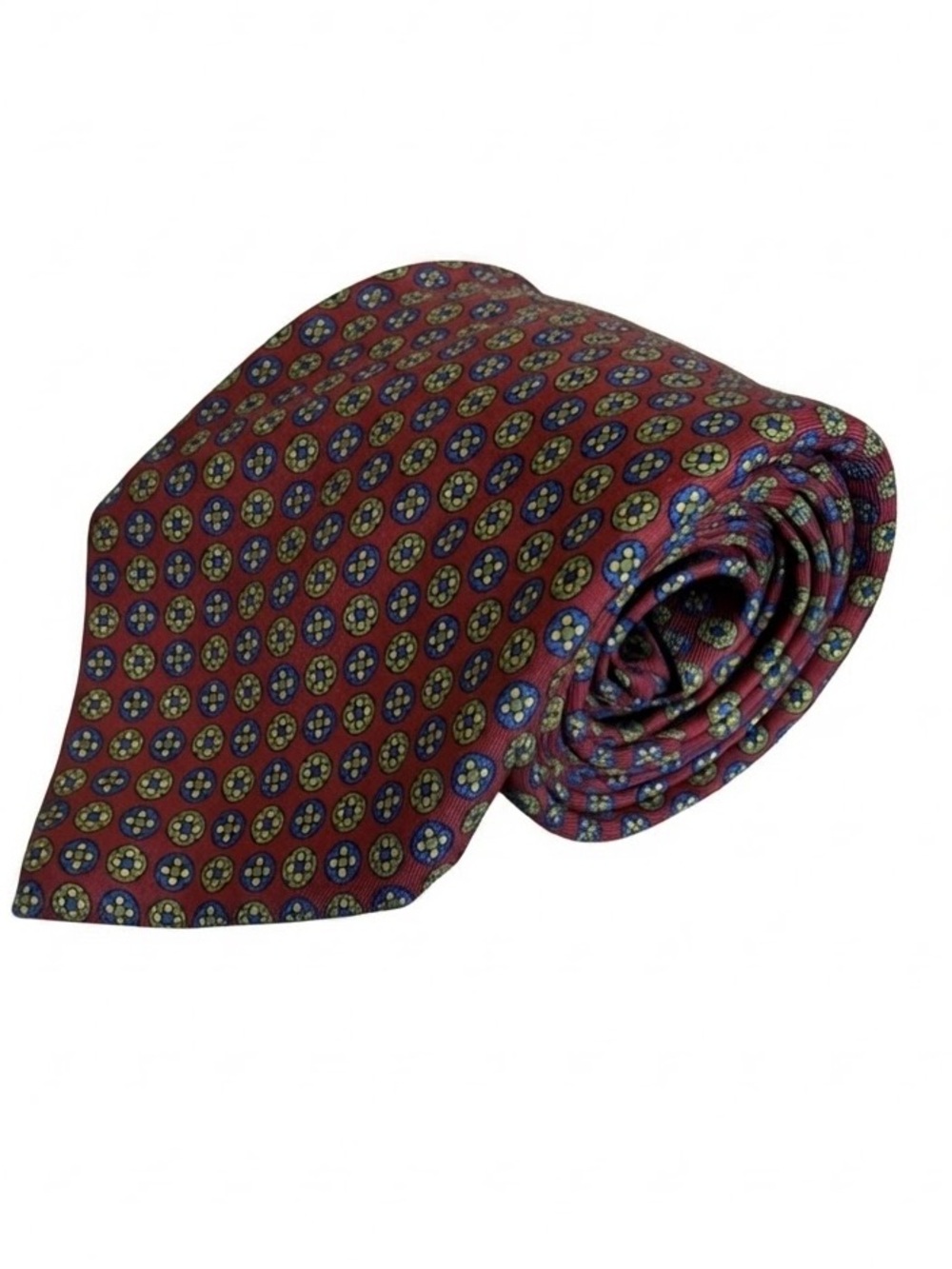 Domenico Vacca Nove Pieghe 9-Fold Silk Tie Red Blue Gold Geometric Italy Luxury